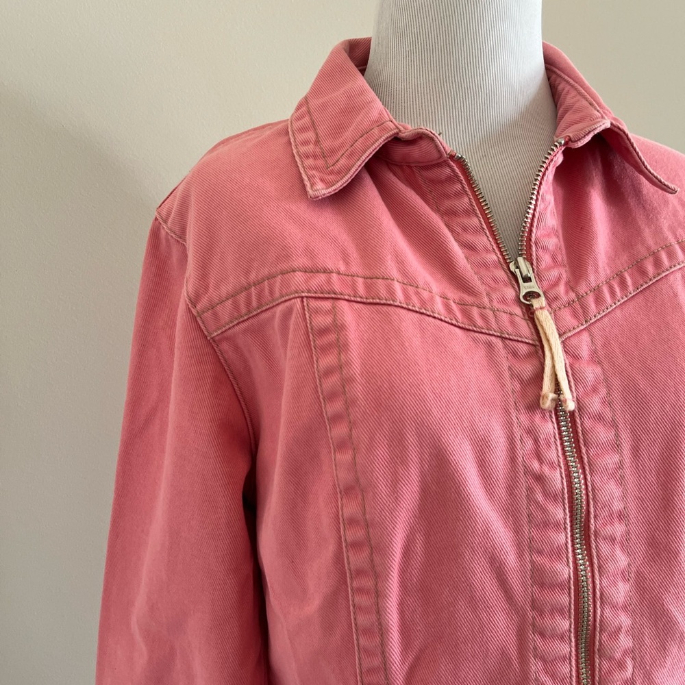 CAbi Pink Denim Zip Front Jacket Size Medium Style 254 - Picture 5 of 14